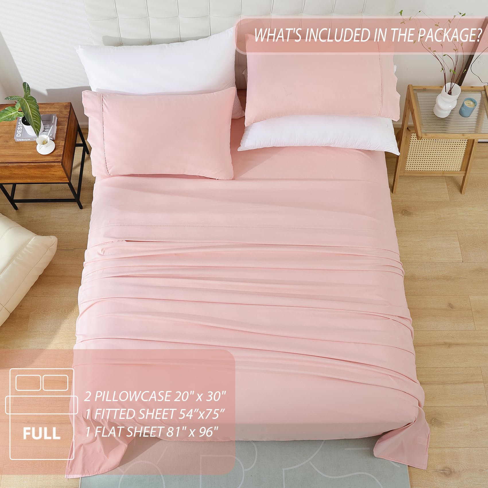 SOLID COLOR King Size Bedsheet with 2 Pillow Cover, 100% Cotton, Ultra Soft (8.5 Feet By 7.5 Feet)