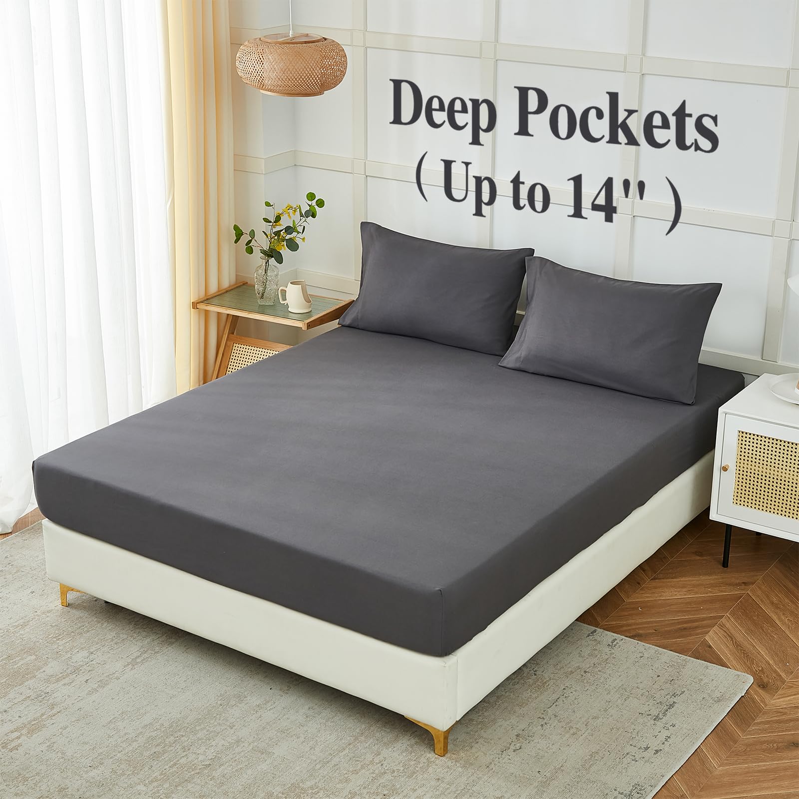 SOLID COLOR King Size Bedsheet with 2 Pillow Cover, 100% Cotton, Ultra Soft (8.5 Feet By 7.5 Feet)