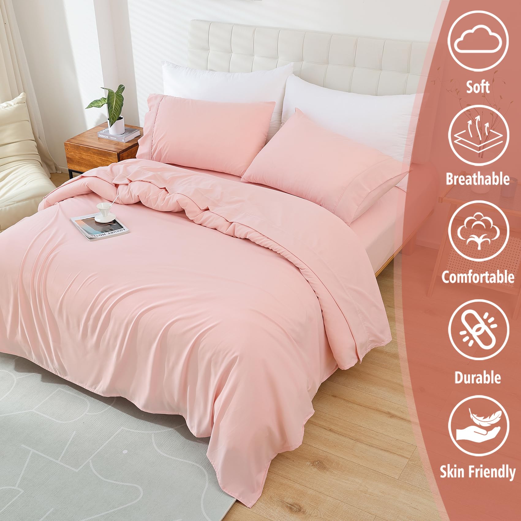 SOLID COLOR King Size Bedsheet with 2 Pillow Cover, 100% Cotton, Ultra Soft (8.5 Feet By 7.5 Feet)