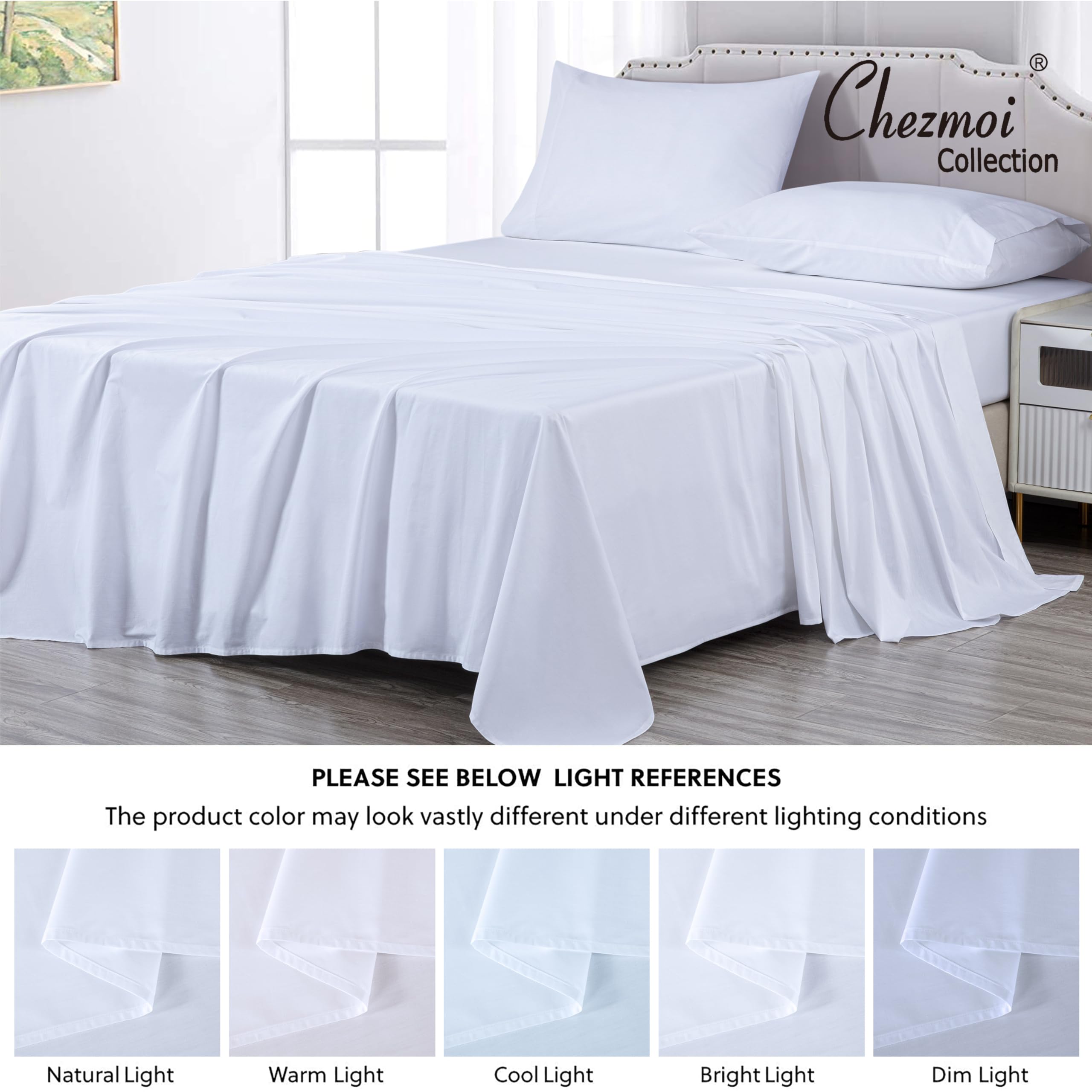 SOLID COLOR King Size Bedsheet with 2 Pillow Cover, 100% Cotton, Ultra Soft (8.5 Feet By 7.5 Feet)