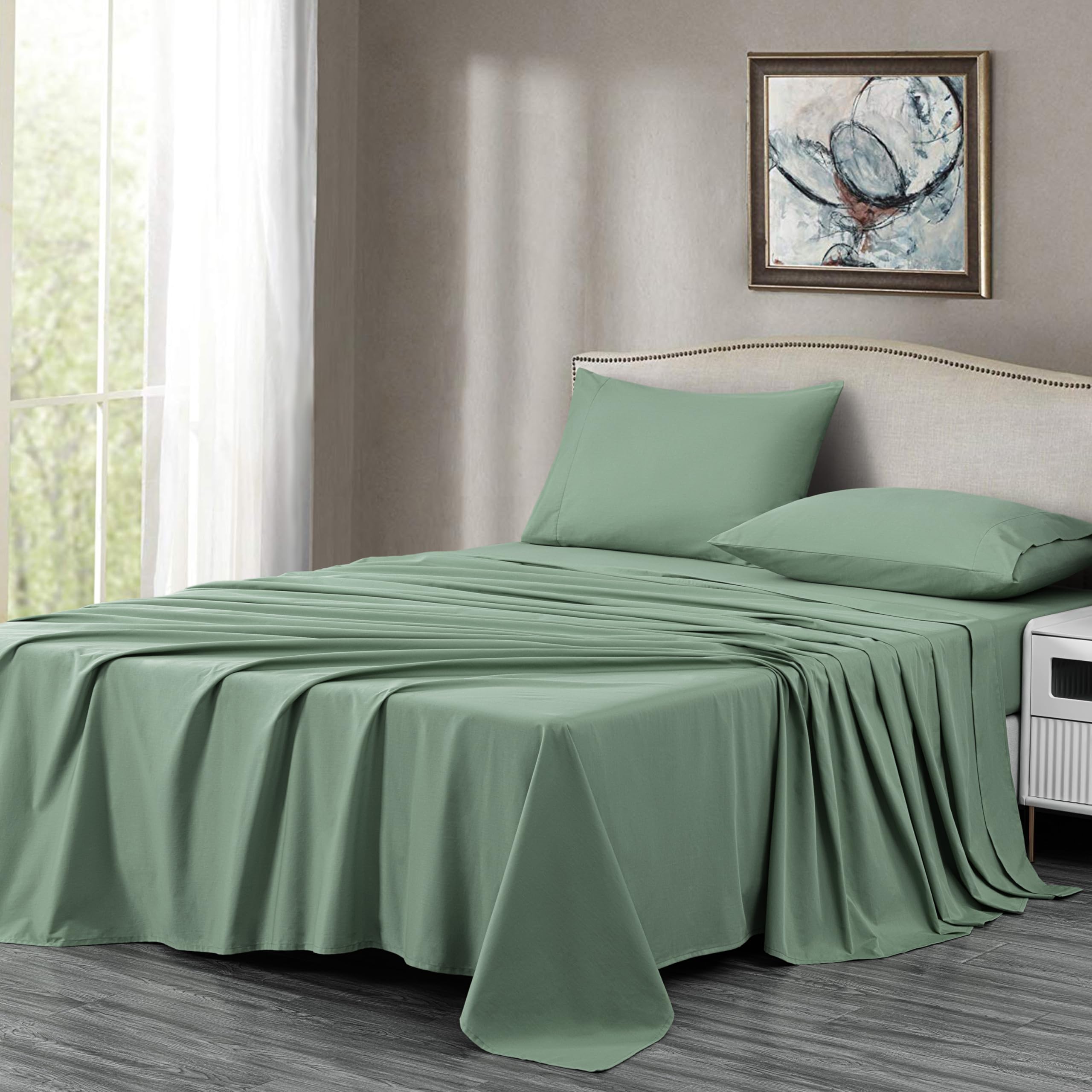 SOLID COLOR King Size Bedsheet with 2 Pillow Cover, 100% Cotton, Ultra Soft (8.5 Feet By 7.5 Feet)