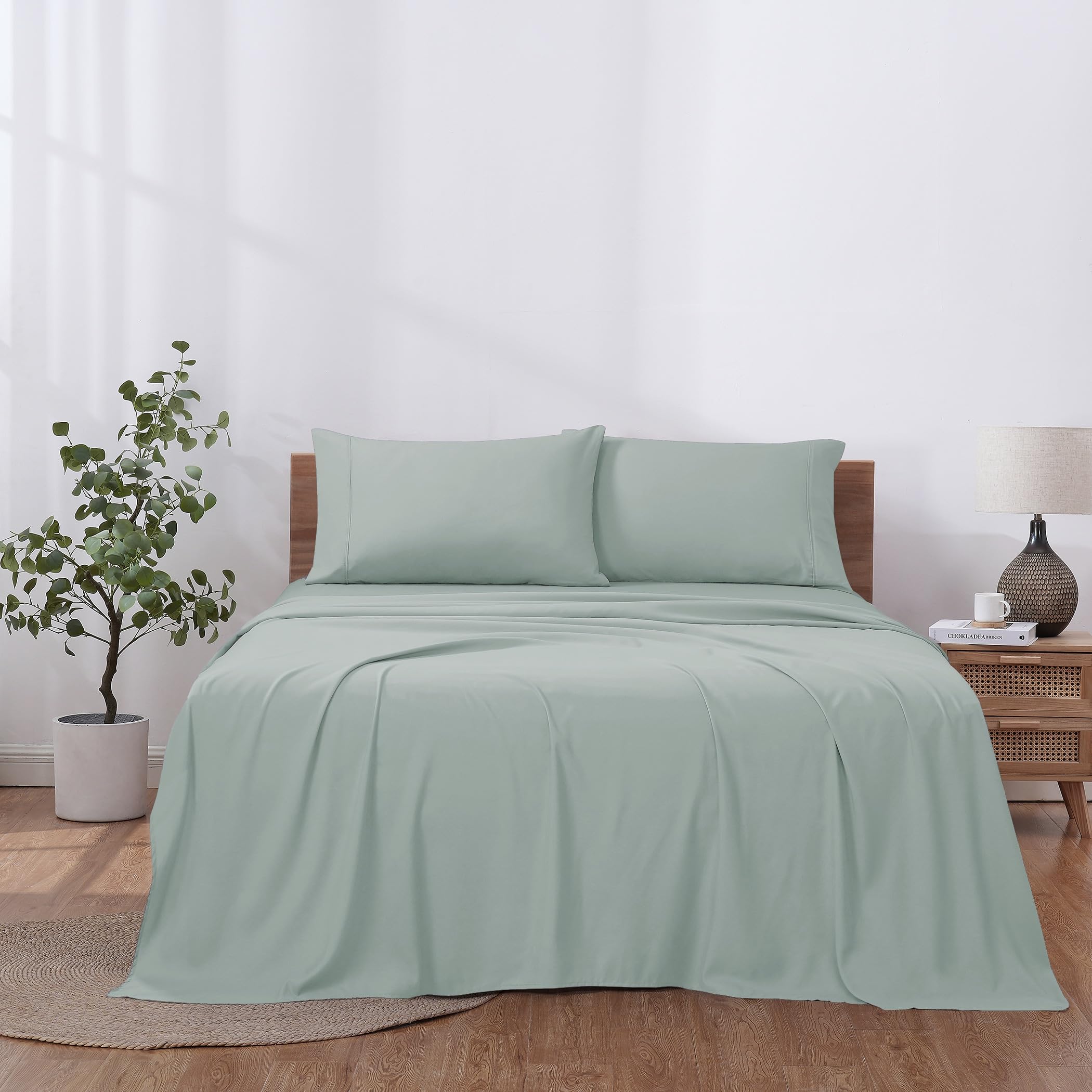 SOLID COLOR King Size Bedsheet with 2 Pillow Cover, 100% Cotton, Ultra Soft (8.5 Feet By 7.5 Feet)