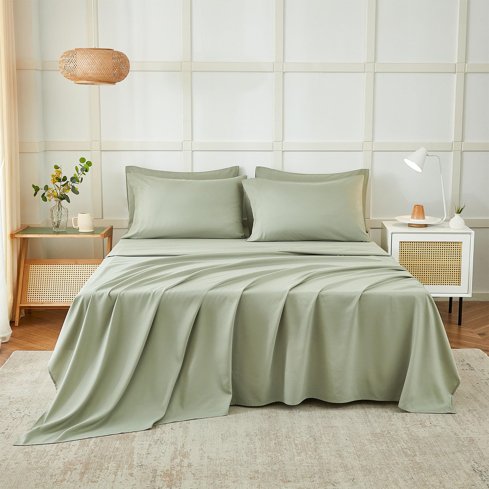 SOLID COLOR King Size Bedsheet with 2 Pillow Cover, 100% Cotton, Ultra Soft (8.5 Feet By 7.5 Feet)