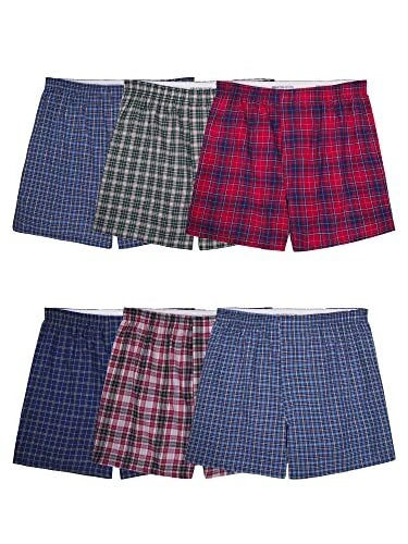 Men's Boxer Shorts 3 & 6 pack casual woven boxer shorts; Mainly checked; loose fit American style; Sizes S-4XL