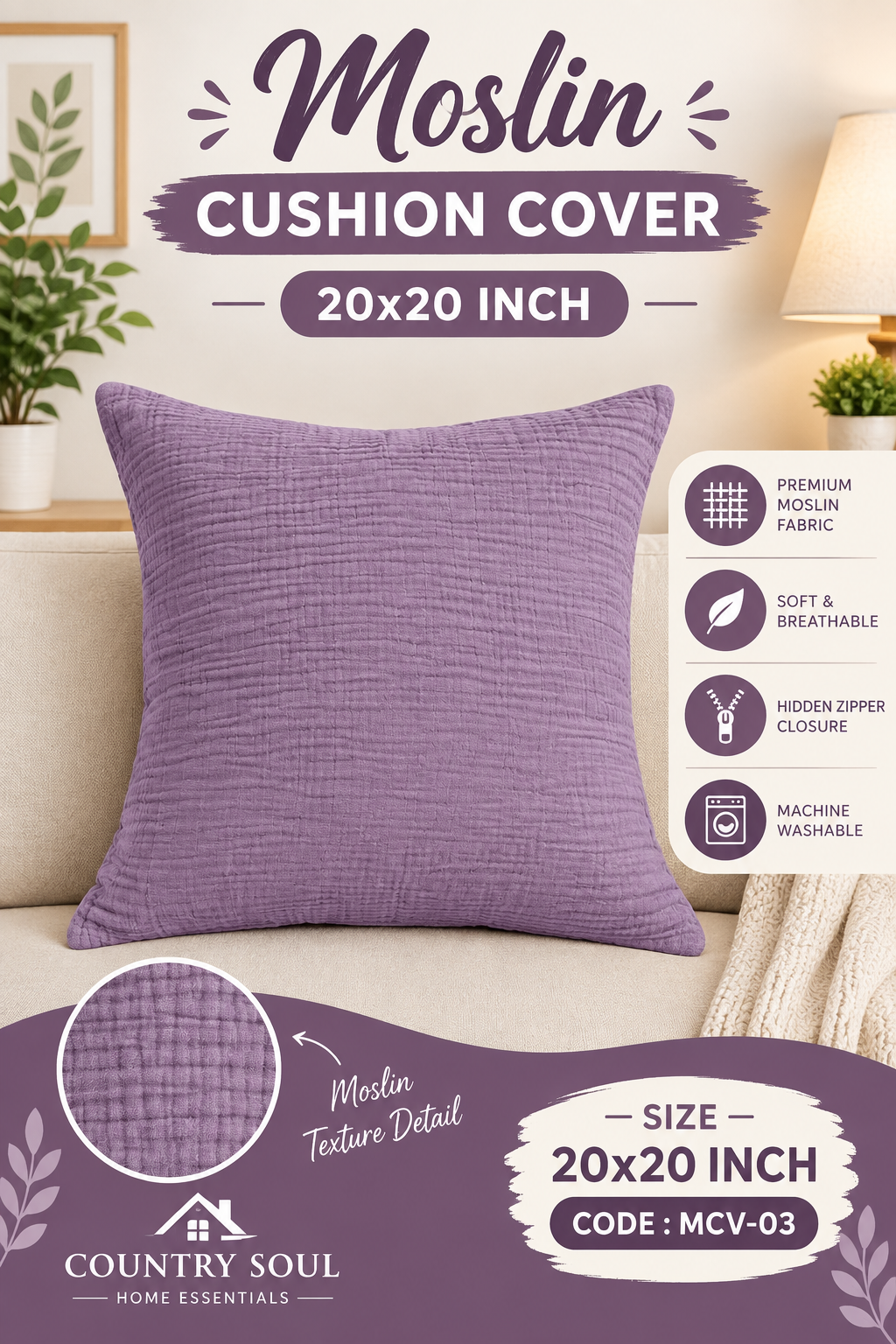 Moslin Cushion Cover