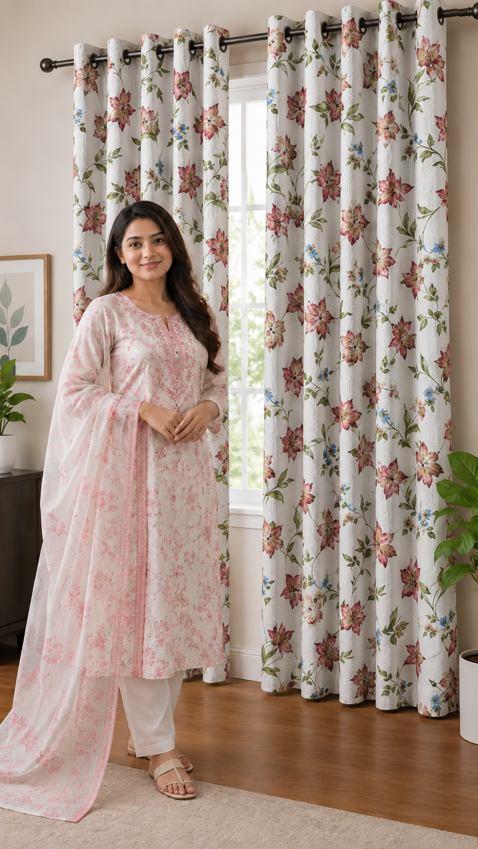 Decorative Waffle Printed Curtain - DC 109