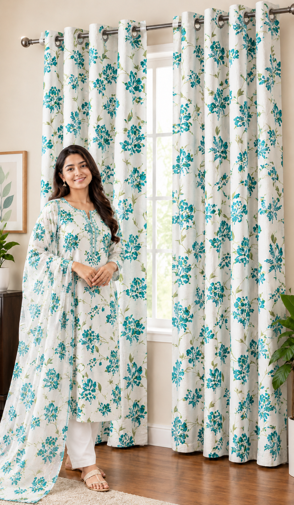 Decorative Waffle Printed Curtain - DC 137