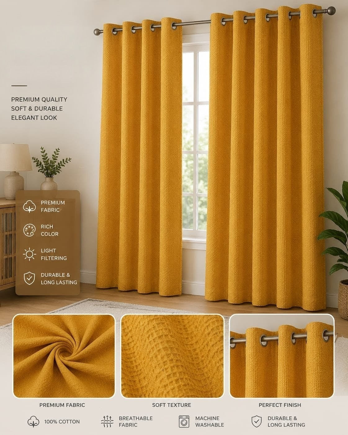 Decorative Waffle Printed Curtain - DC 121