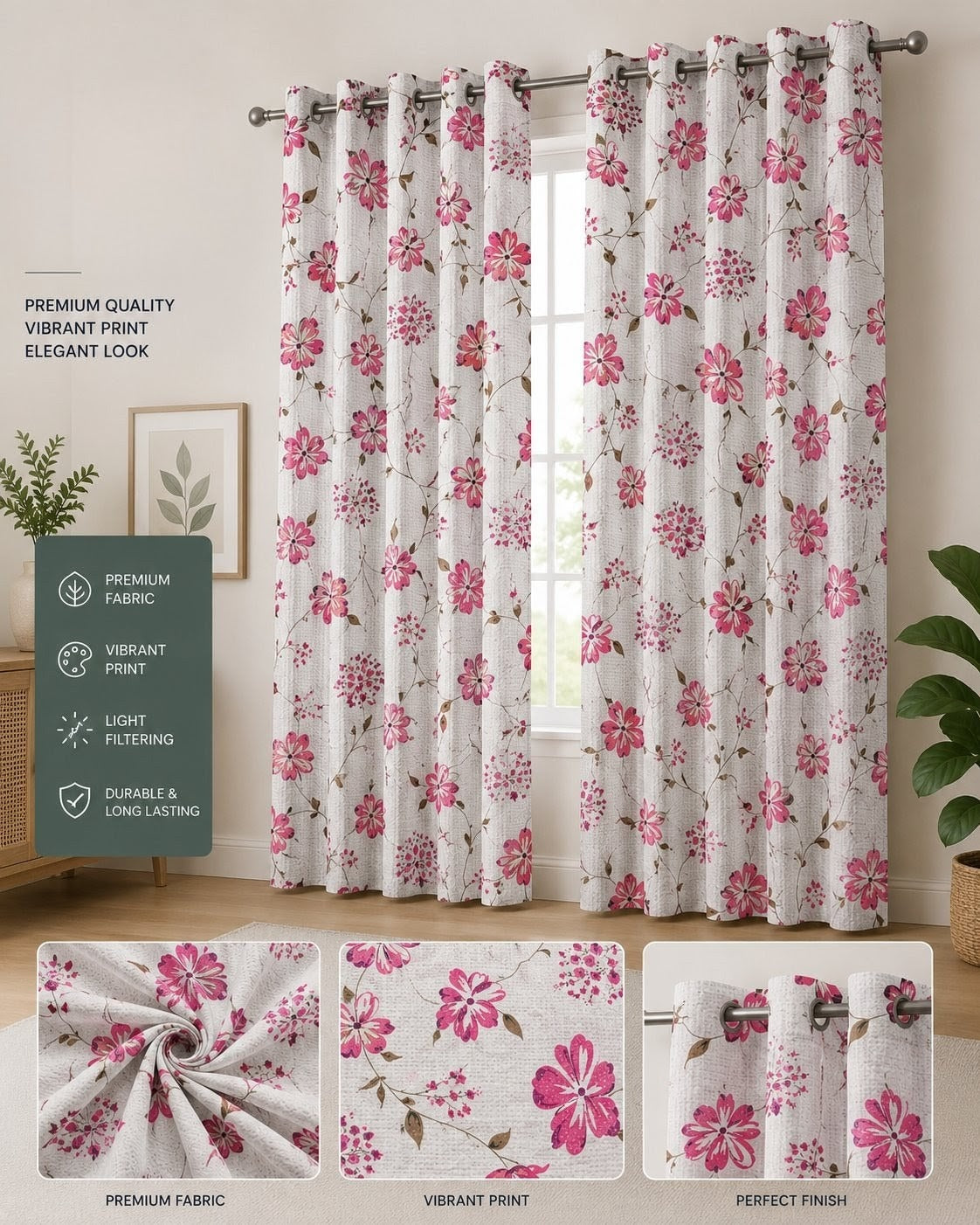 Decorative Waffle Printed Curtain - DC 124