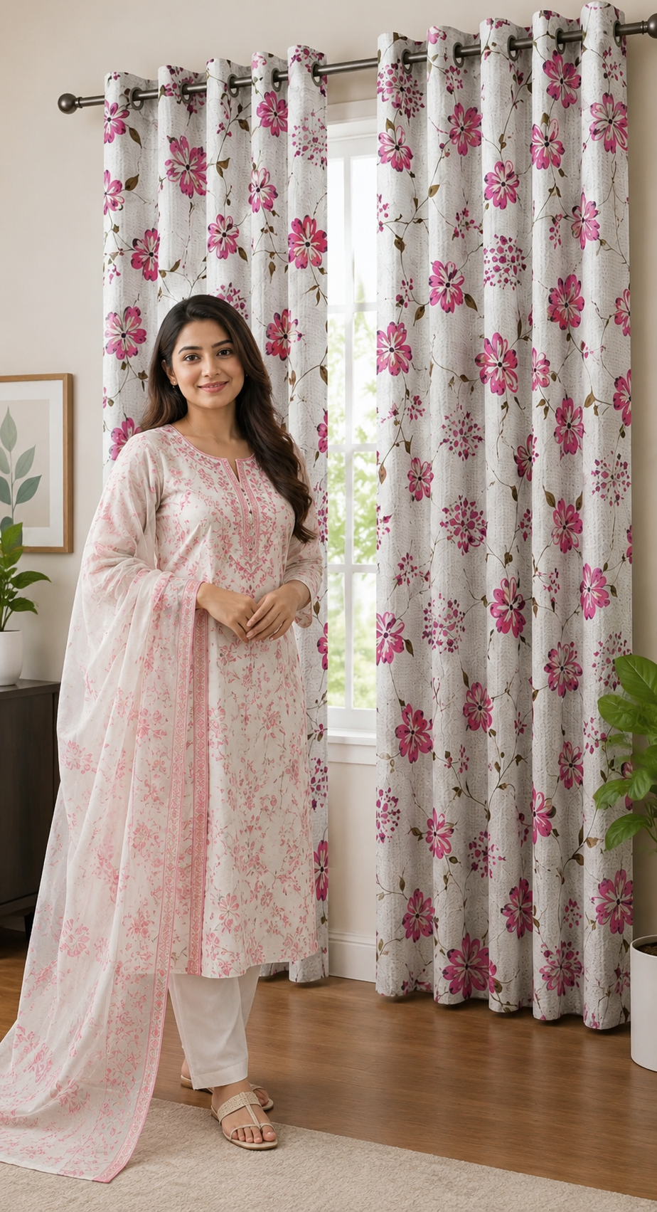 Decorative Waffle Printed Curtain - DC 117