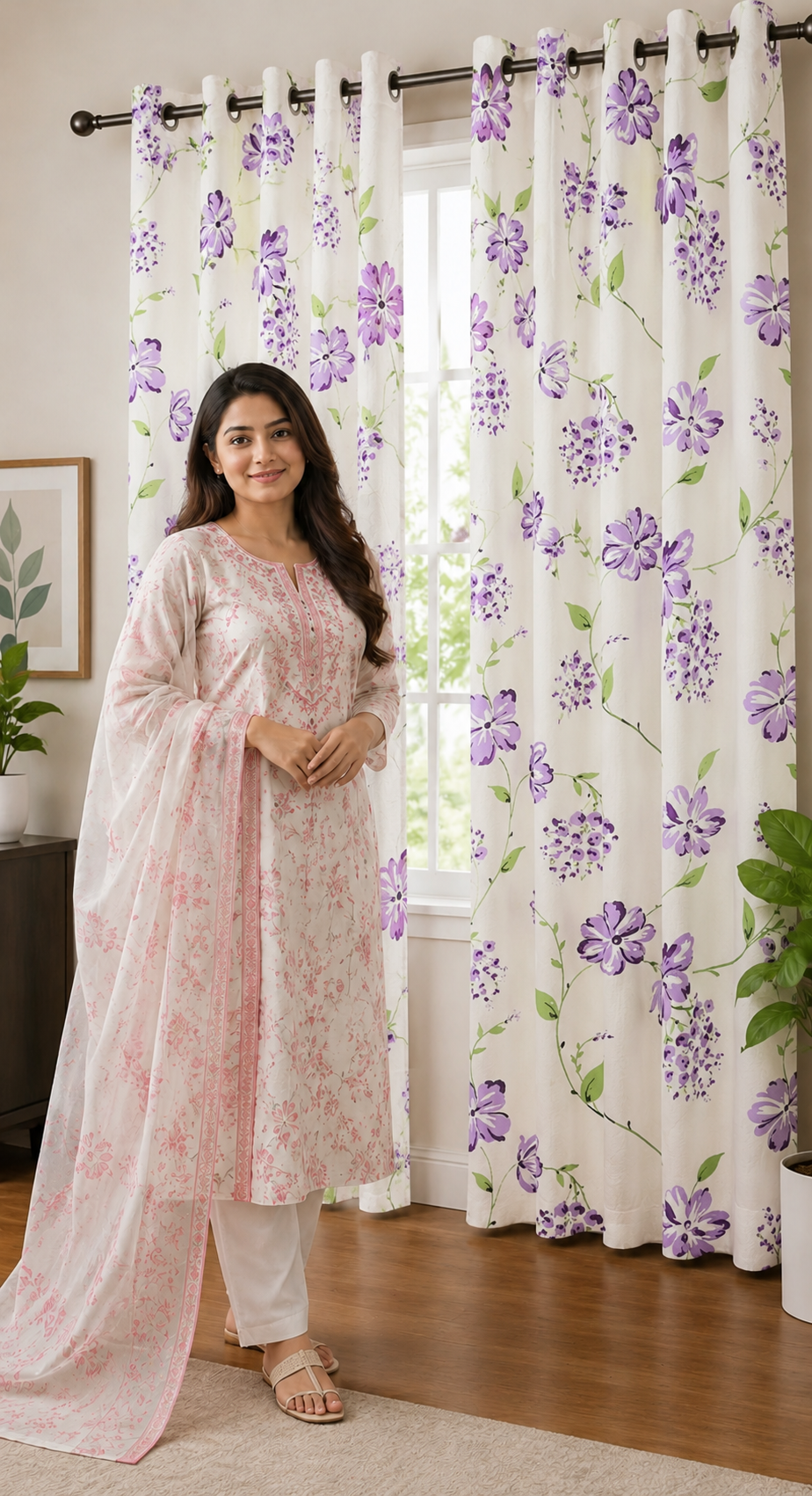 Decorative Waffle Printed Curtain DC-116