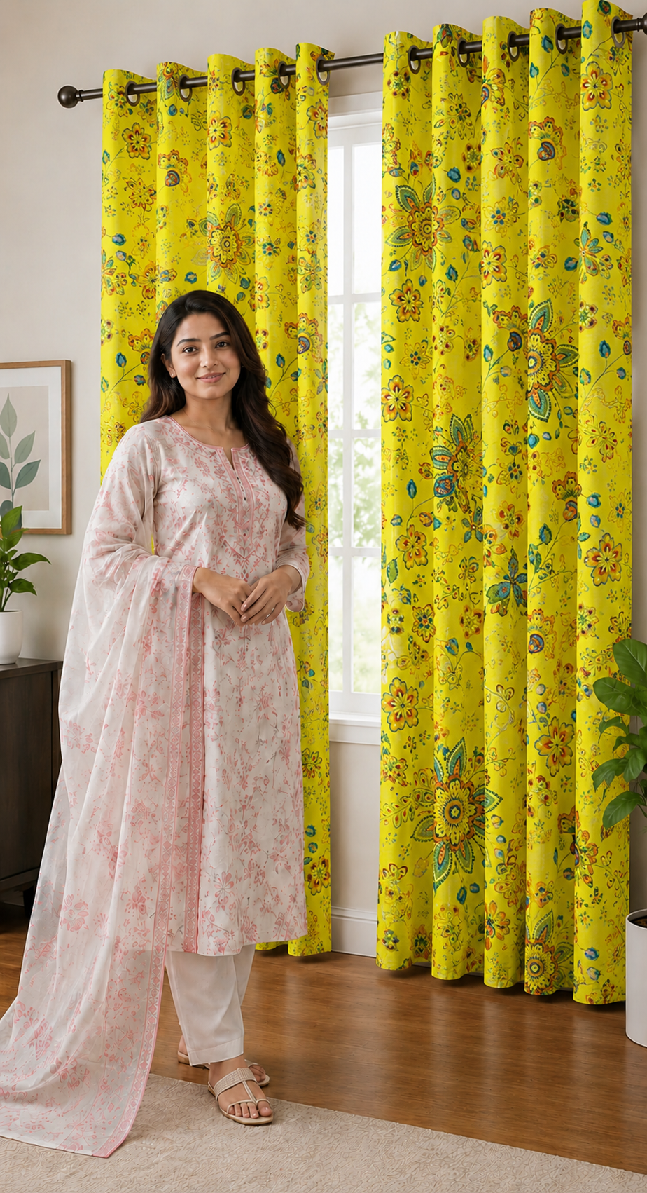 Decorative Waffle Printed Curtain DC-107