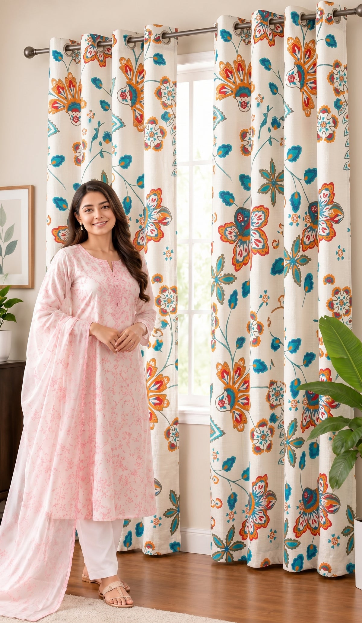 Decorative Waffle Printed Curtain - DC 139