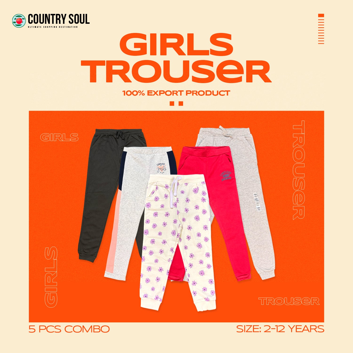 Girls Trouser 5 Pcs Combo Pack
