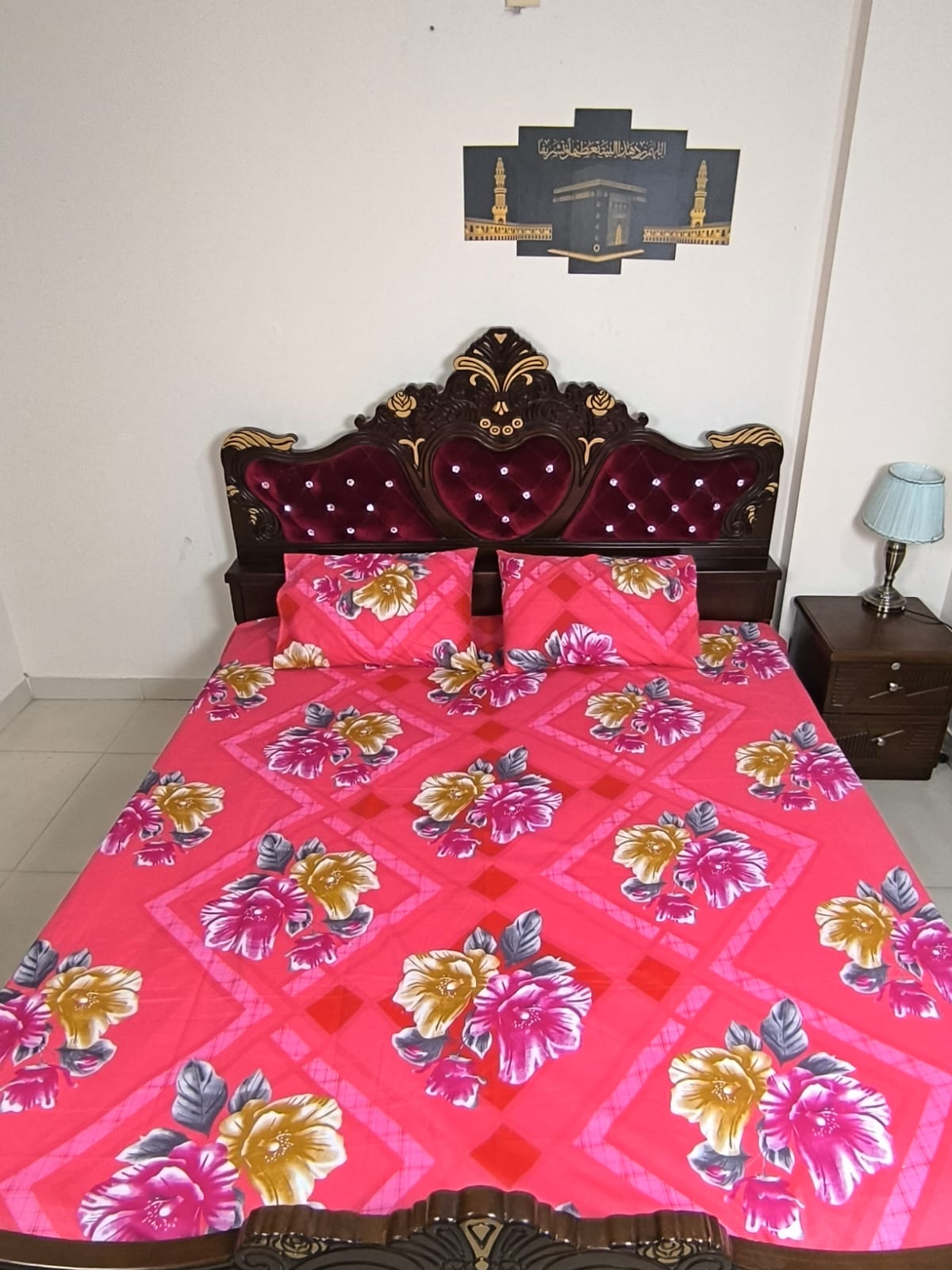 Double (King) Size Bedsheet Cotton Blend Fabric Multicolor Print with two Pillow Covers