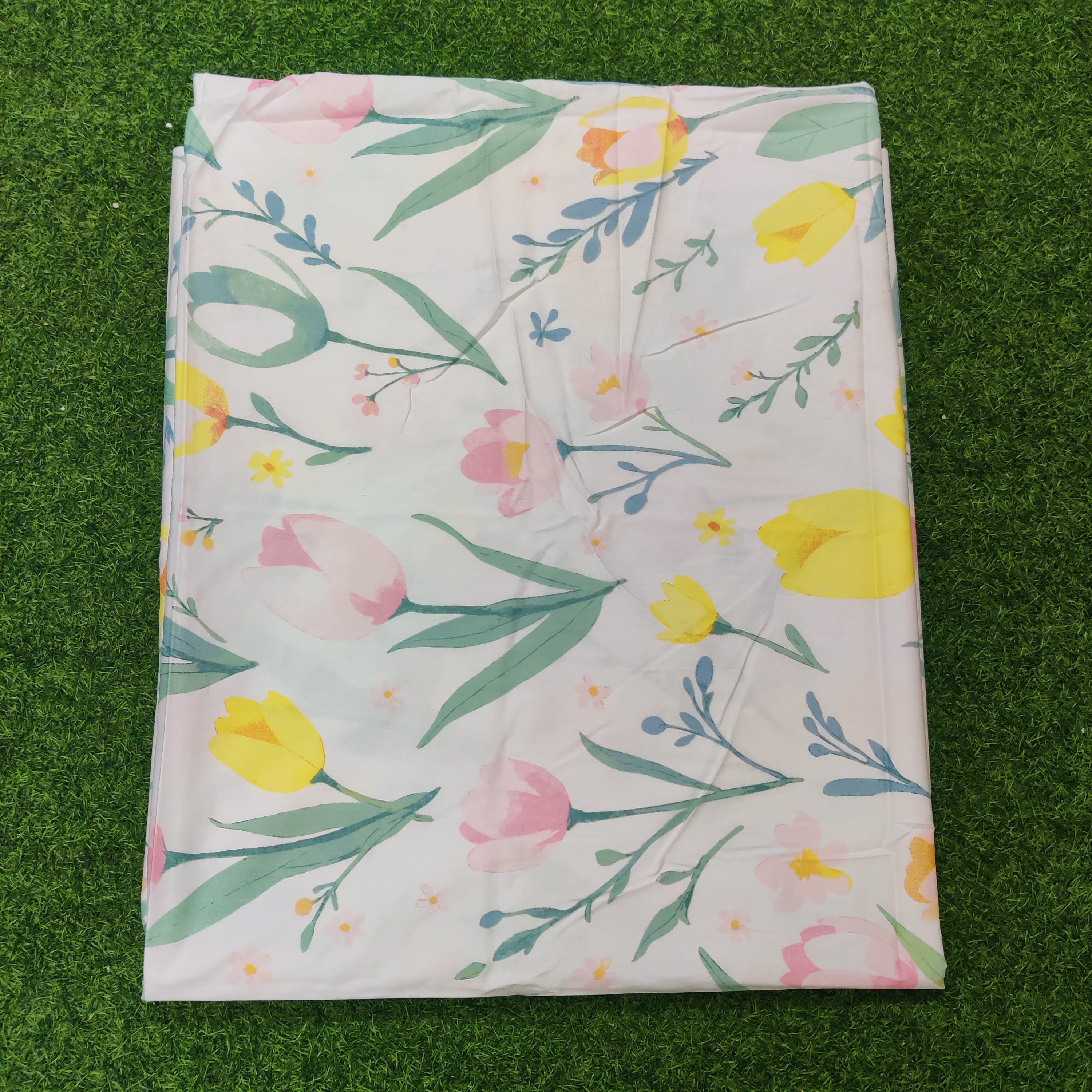 Twill Cotton Fabric King size bed Sheet With Two Pillow Cover-07