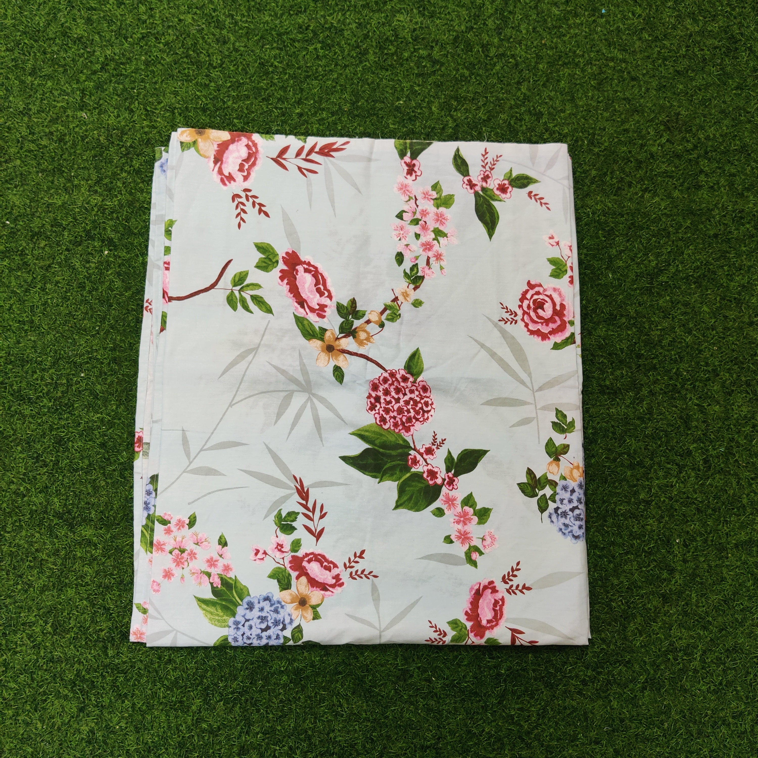 Twill Cotton Fabric King size bed Sheet With Two Pillow Cover-19