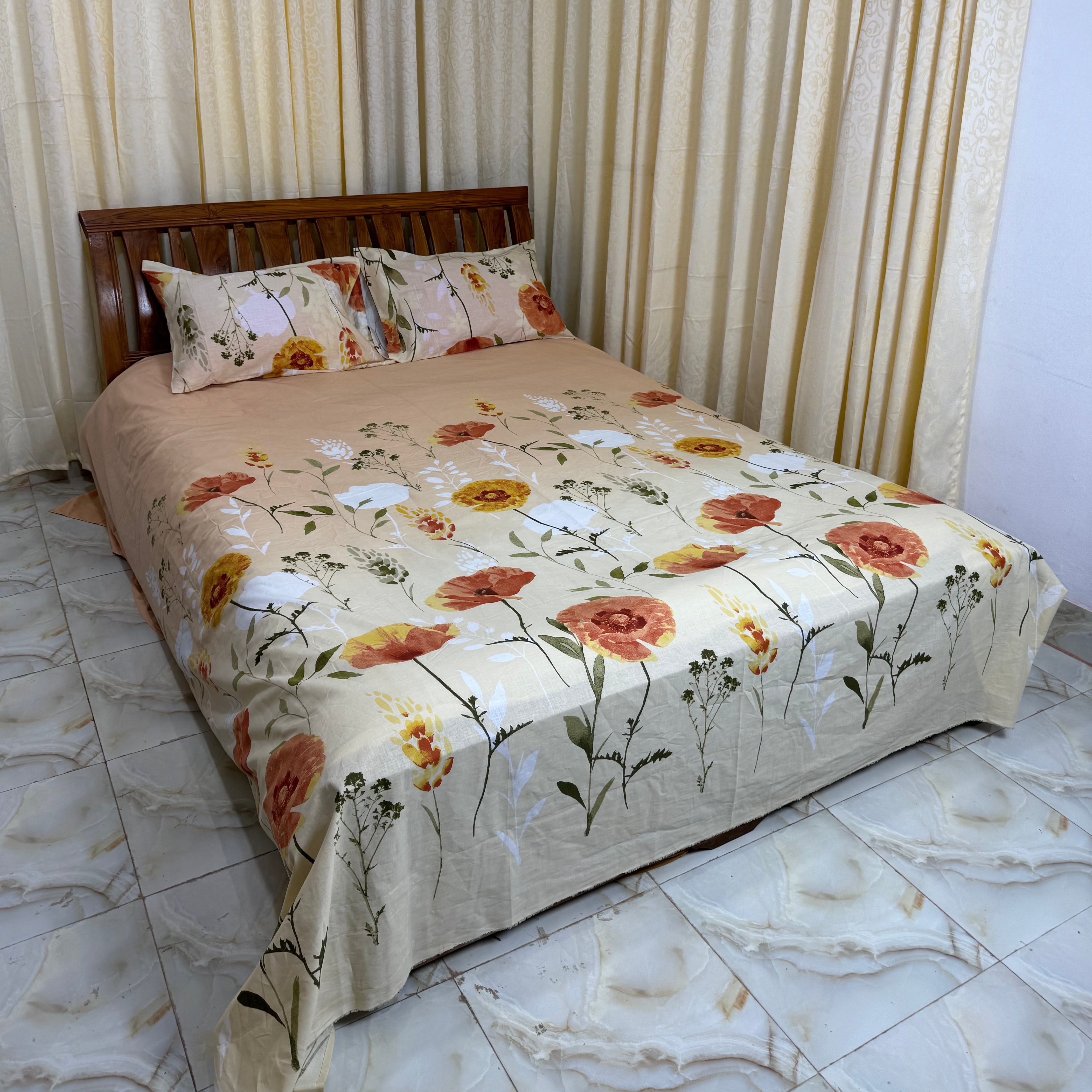 King Size Export Quality Bed Sheet with Two Pillow Cover