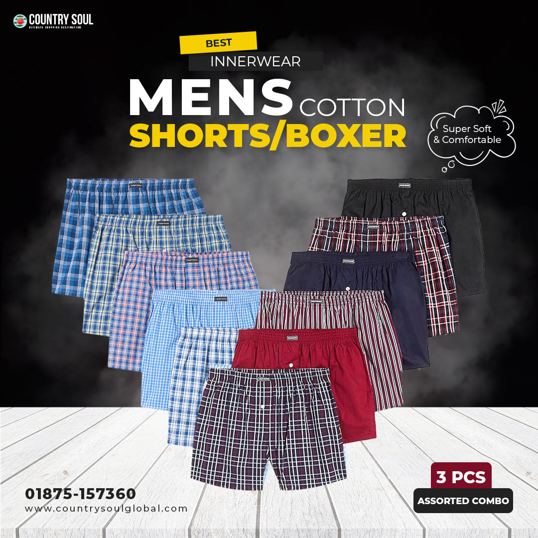 Men's Boxer Shorts 3 & 6 pack casual woven boxer shorts; Mainly checked; loose fit American style; Sizes S-4XL