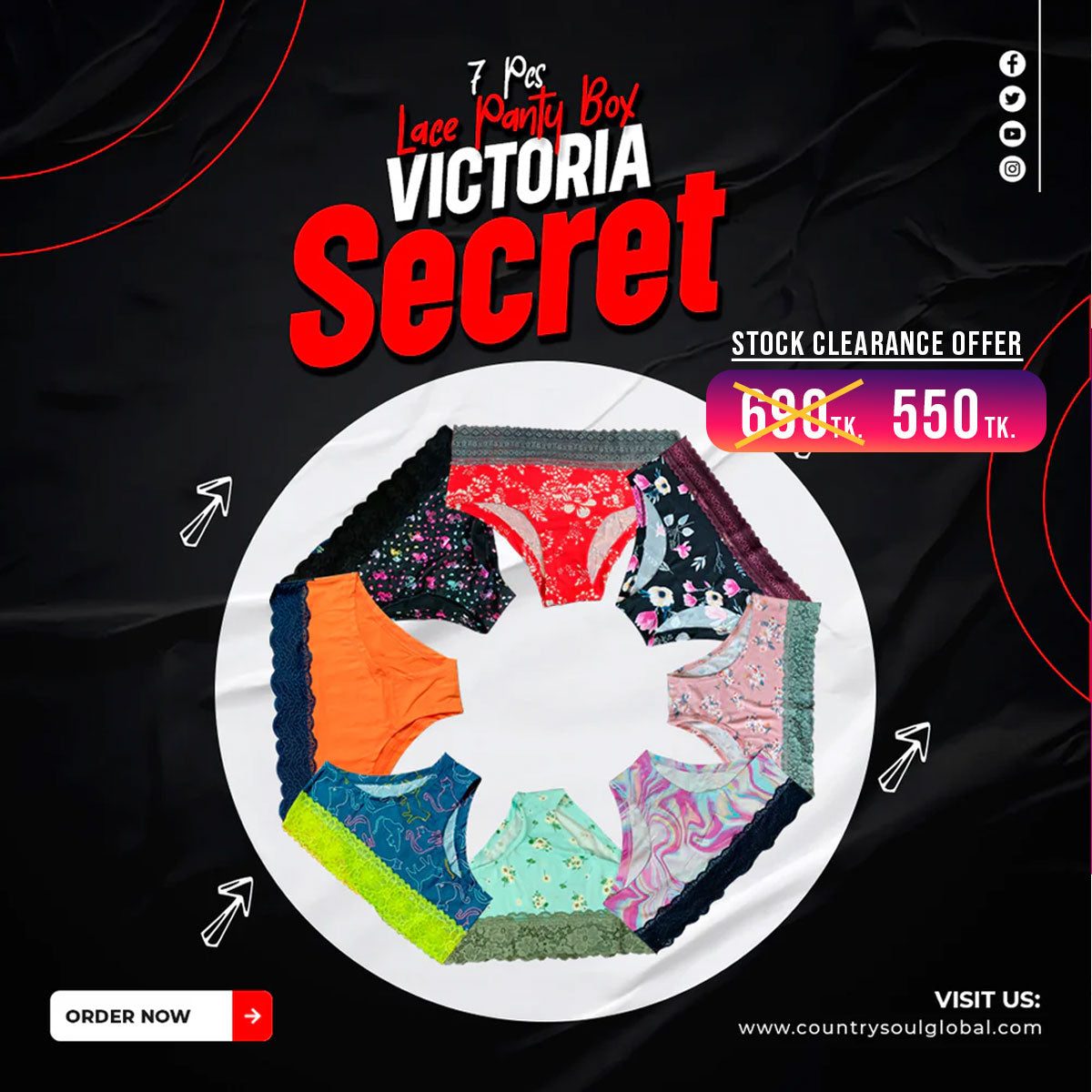 Victoria Secret 7 Pcs Lace Panty Box