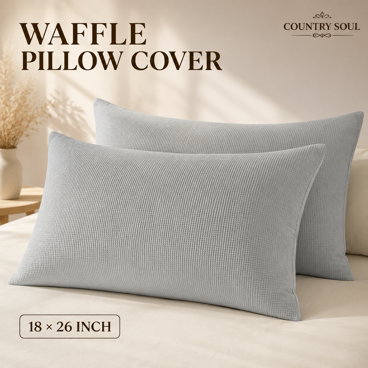 Waffle Pillow Cover 18x26 Inch