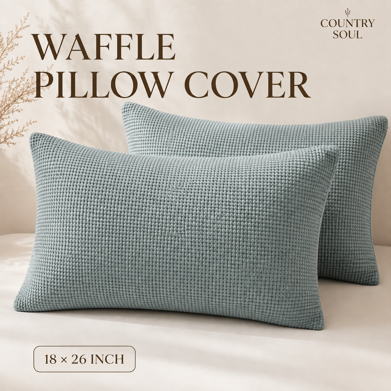 Waffle Pillow Cover 18x26 Inch