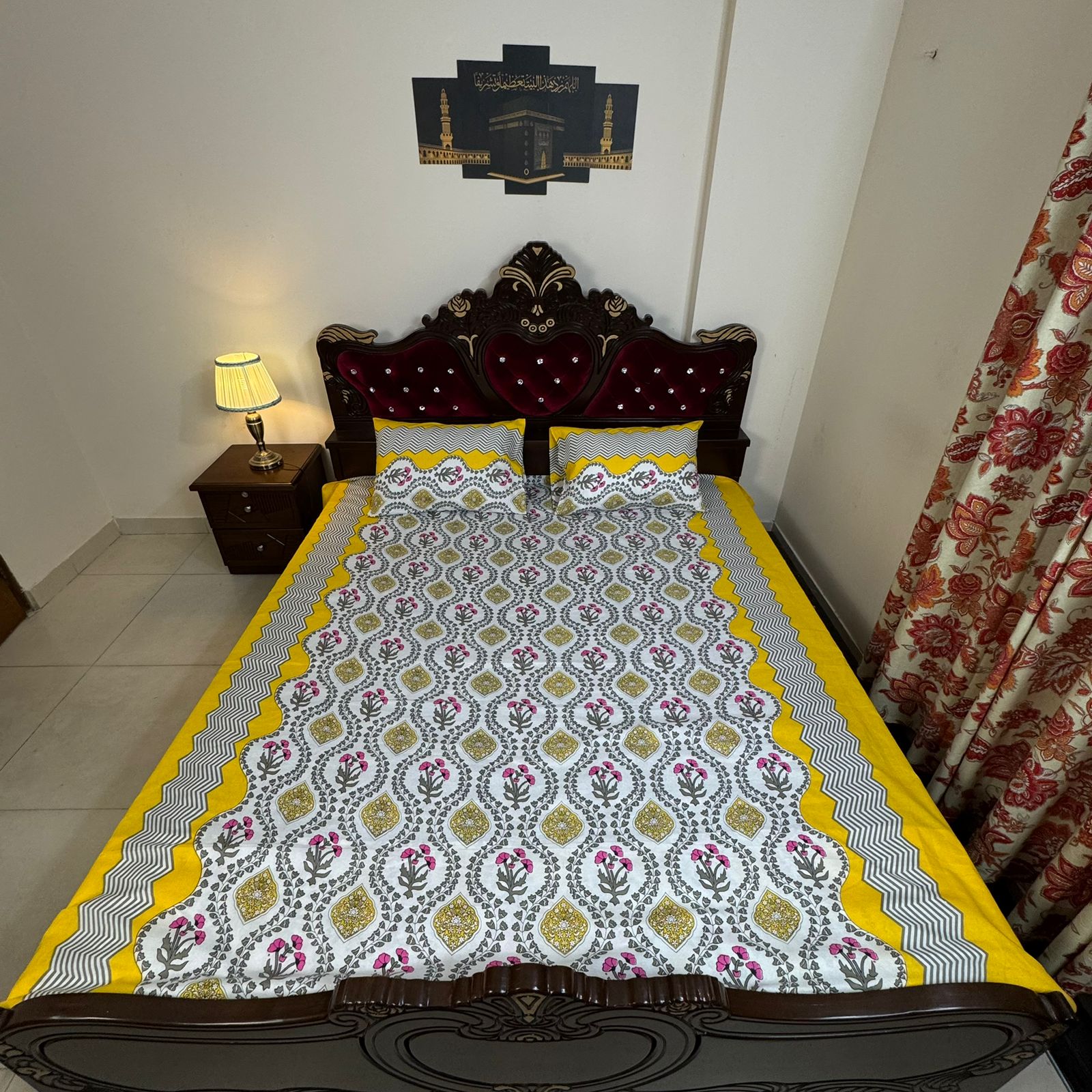 King Size Bed Sheet with Two Pillow Cover-BS-37