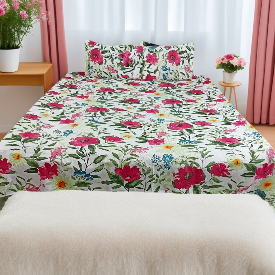King Size Bed Sheet with Two Pillow Cover-BS-51