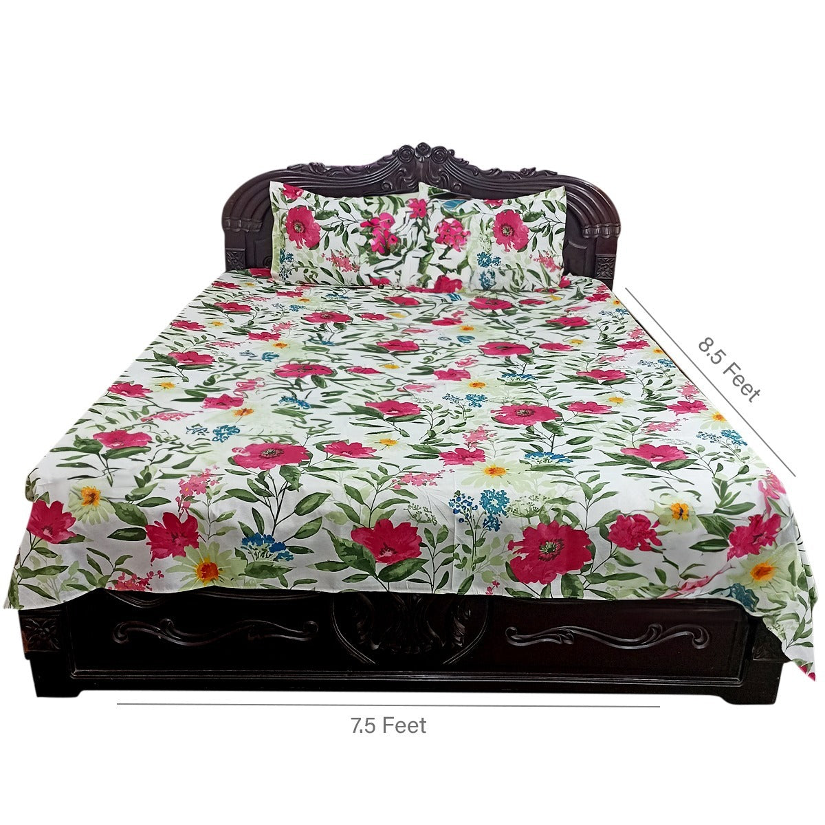 King Size Bed Sheet with Two Pillow Cover-BS-51