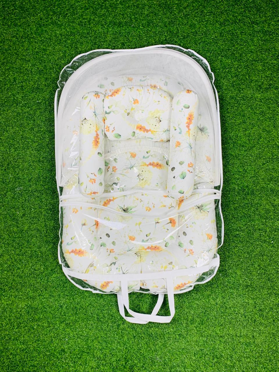 New Born Baby's Premium Quality Bedding Set With Protective Mosquito Net And Pillow