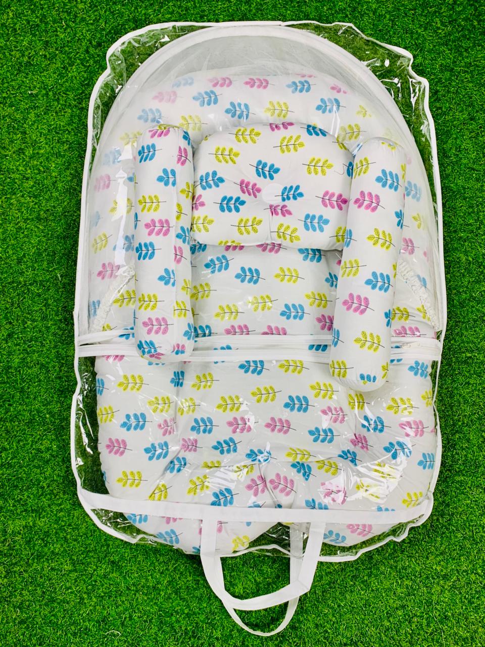 New Born Baby's Premium Quality Bedding Set With Protective Mosquito Net And Pillow