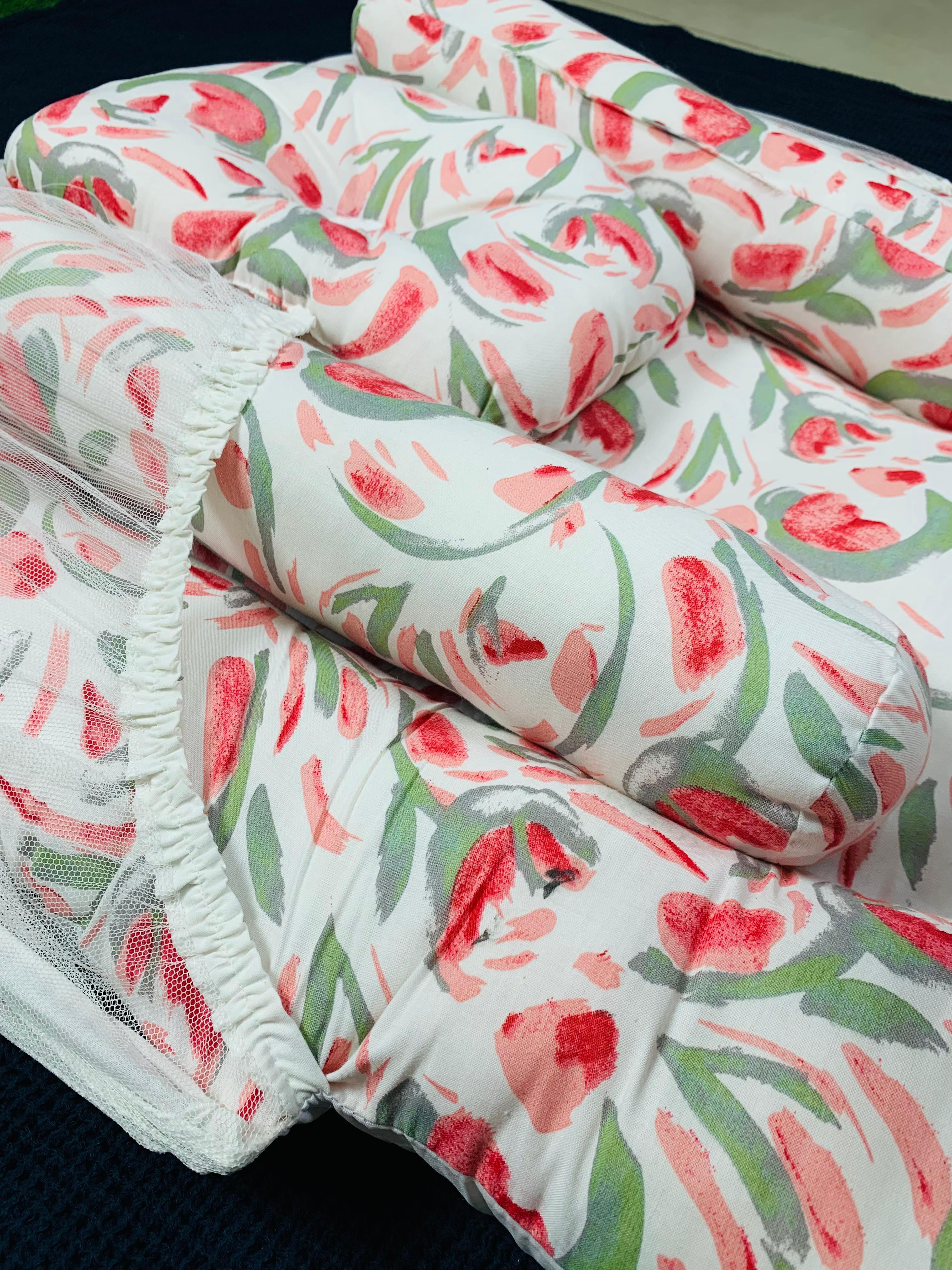 New Born Baby's Premium Quality Bedding Set With Protective Mosquito Net And Pillow