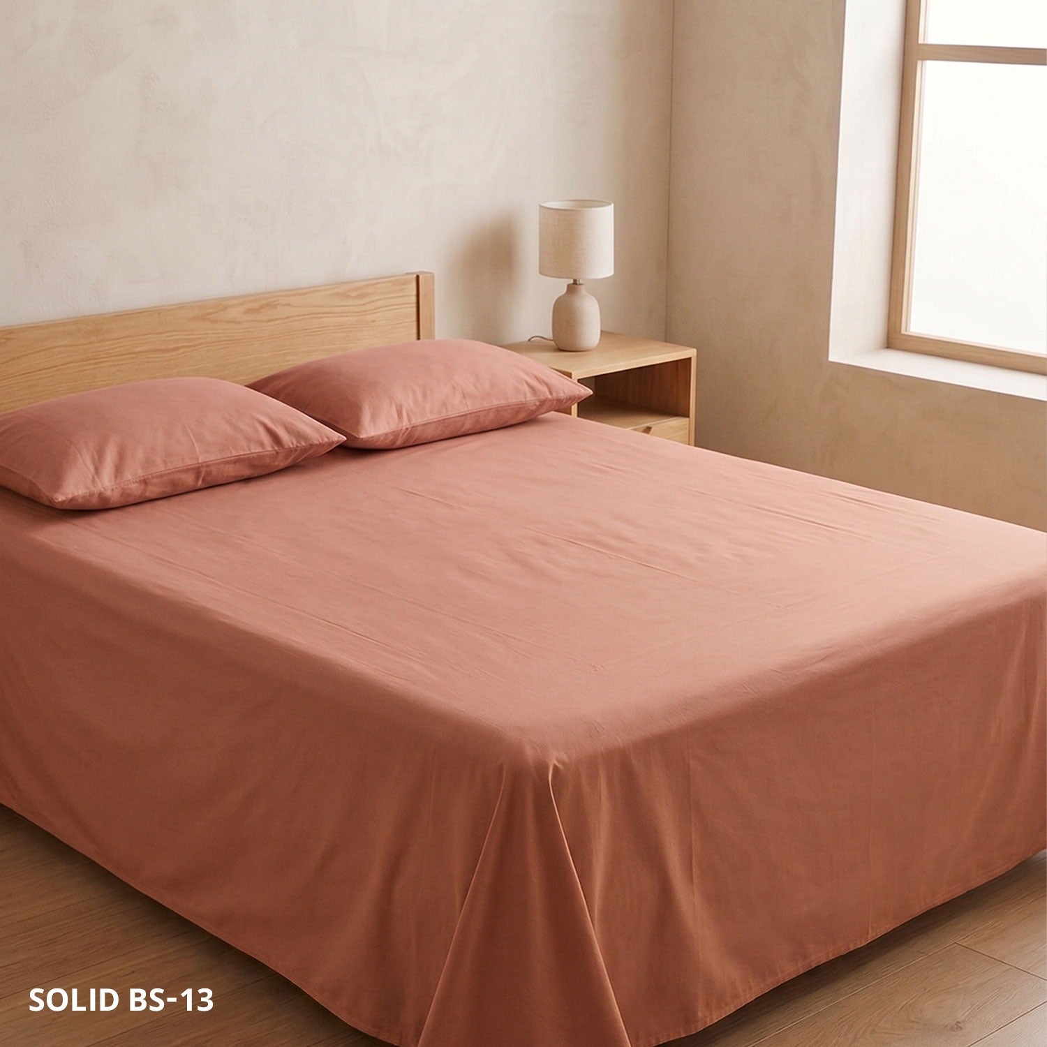 Soft Cotton Solid Color Bedsheet ( Super King Size) with two pillw cover-13