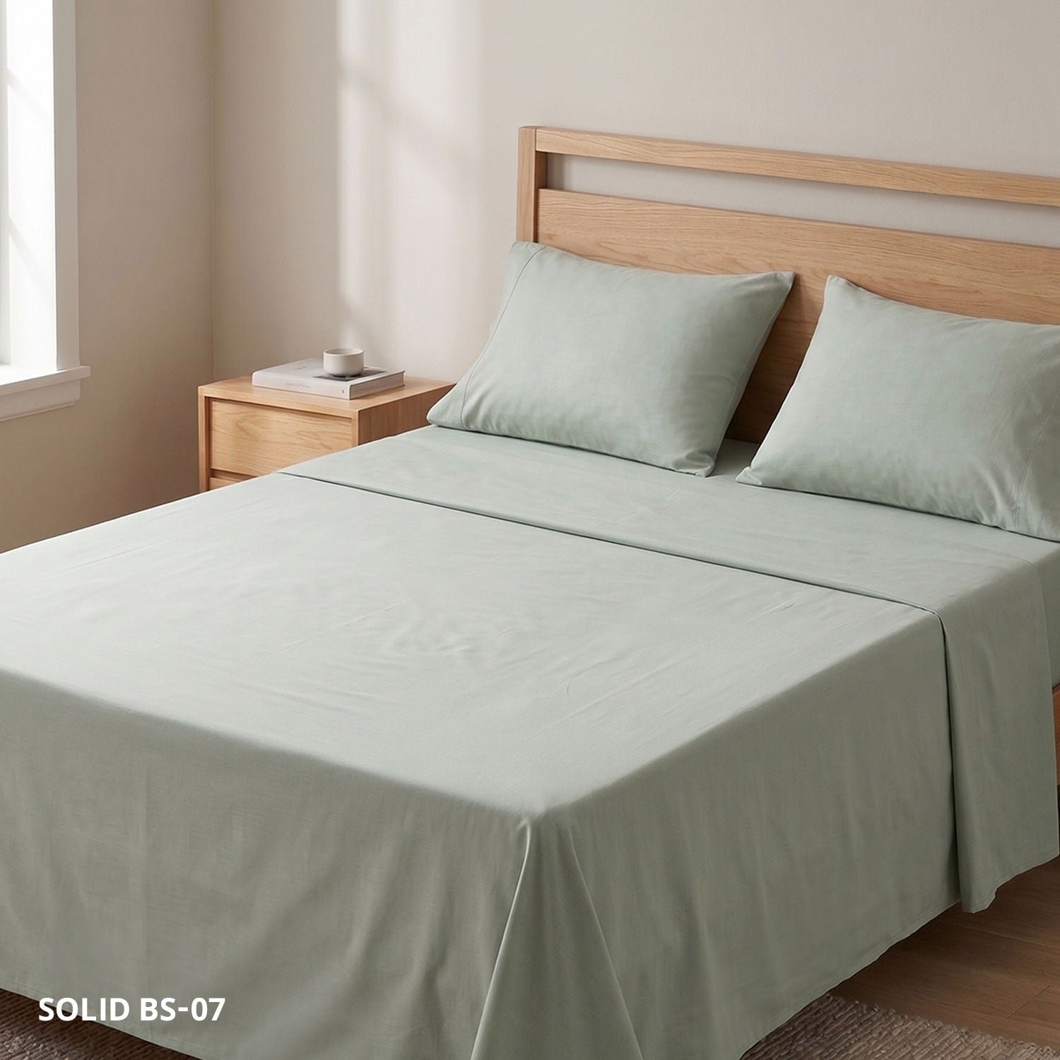 Soft Cotton Solid Color Bedsheet ( Super King Size) with two pillw cover-07