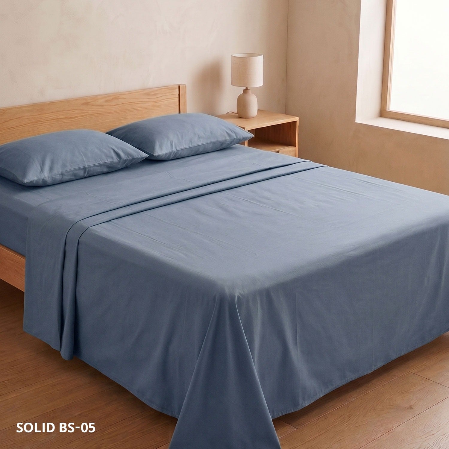 Soft Cotton Solid Color Bedsheet ( Super King Size) with two pillw cover-05
