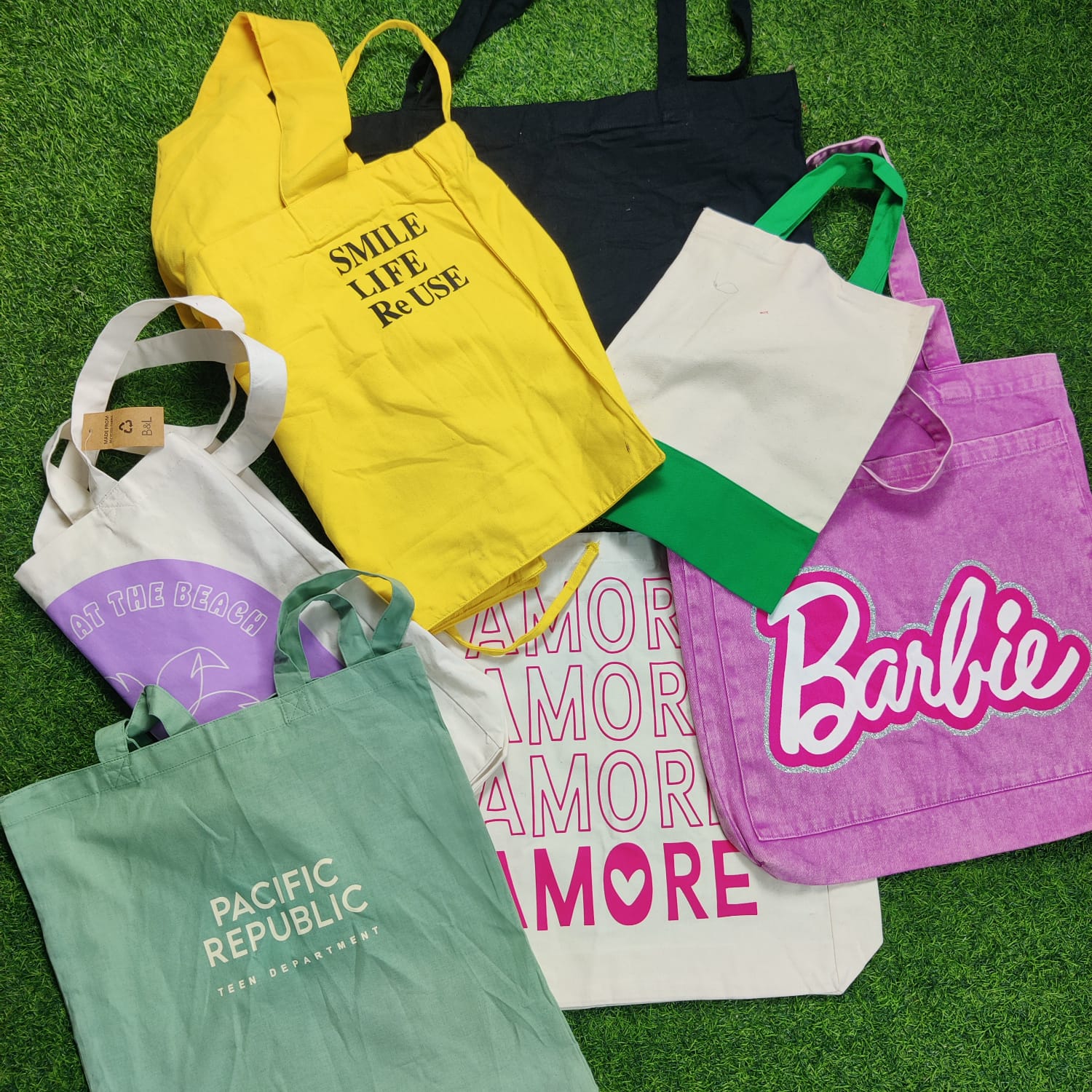 10 Pcs Multicolor Cotton Tote Bags