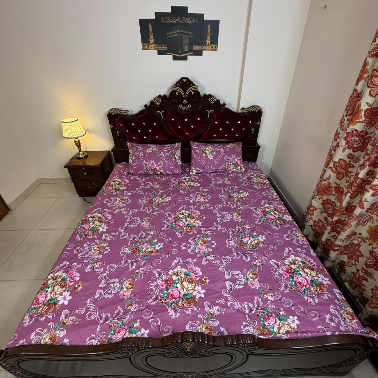 King Size Bed Sheet with Two Pillow Cover-BS-39