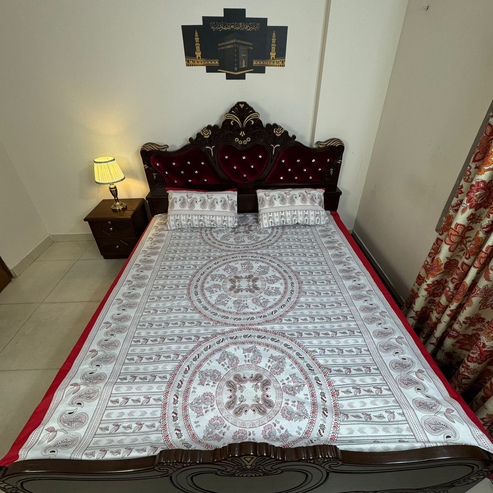 King Size Bed Sheet with Two Pillow Cover-BS-34