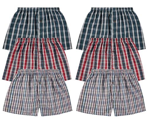 Men's Boxer Shorts 3 & 6 pack casual woven boxer shorts; Mainly checked; loose fit American style; Sizes S-4XL