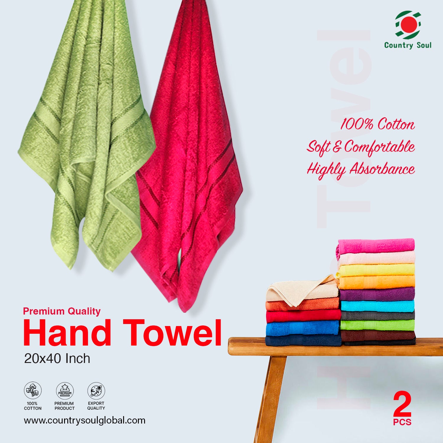 2 Pc Hand Towel/Guest Towel