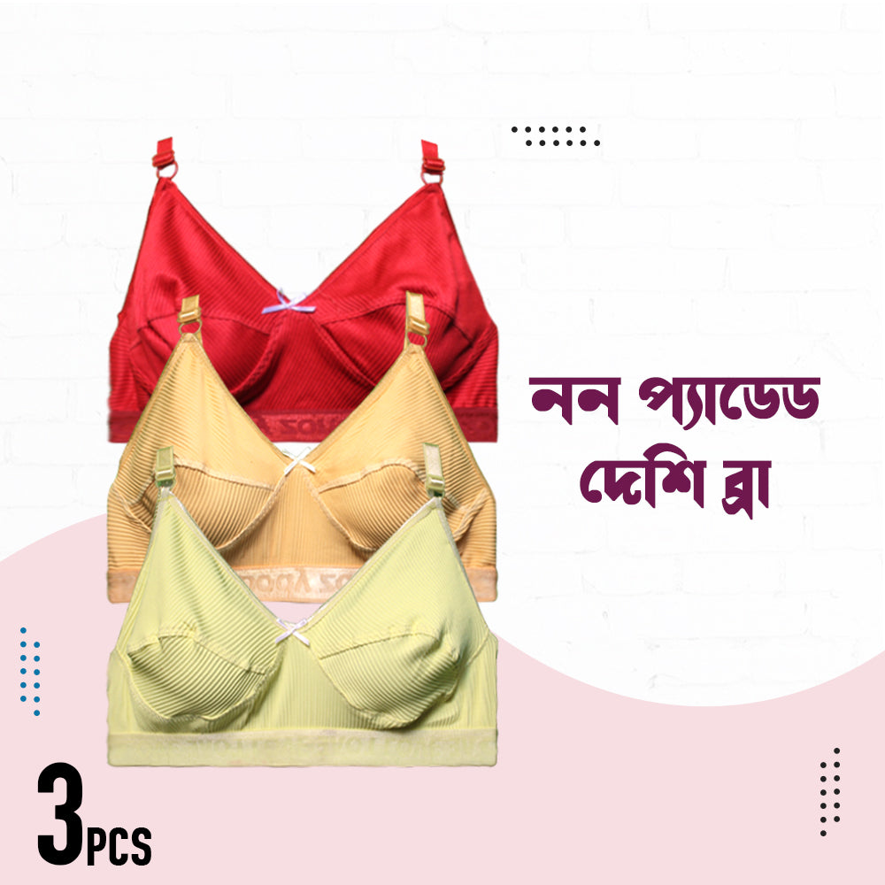 3 Pcs highly comfortable Deshi Bra for Women and Girls