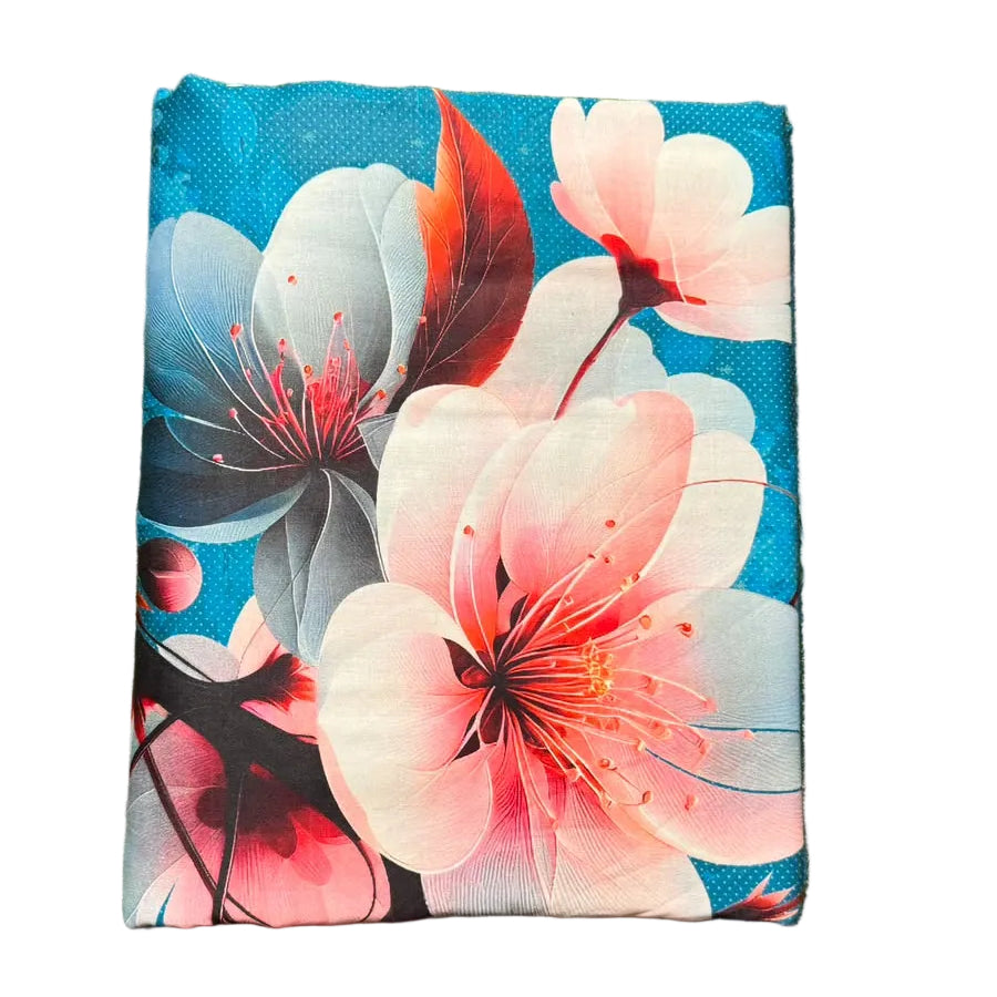 Digital Print Cotton Fabric King size bed Sheet With Two Pillow Cover