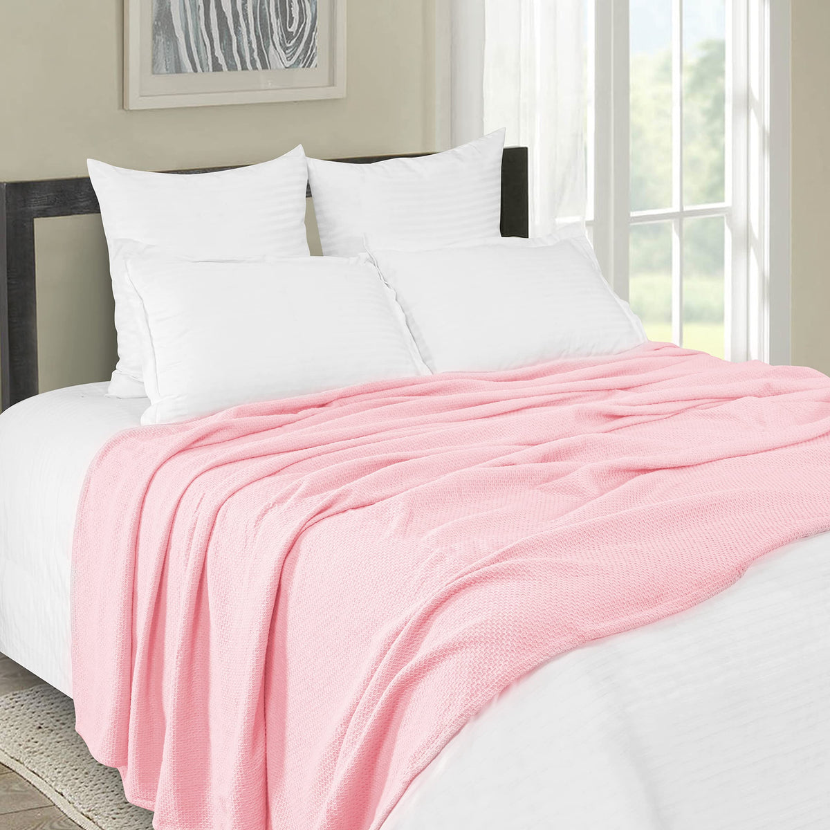 Waffle Blanket King Size 90x100 Inch (2 Pcs Pillow Cover Free)