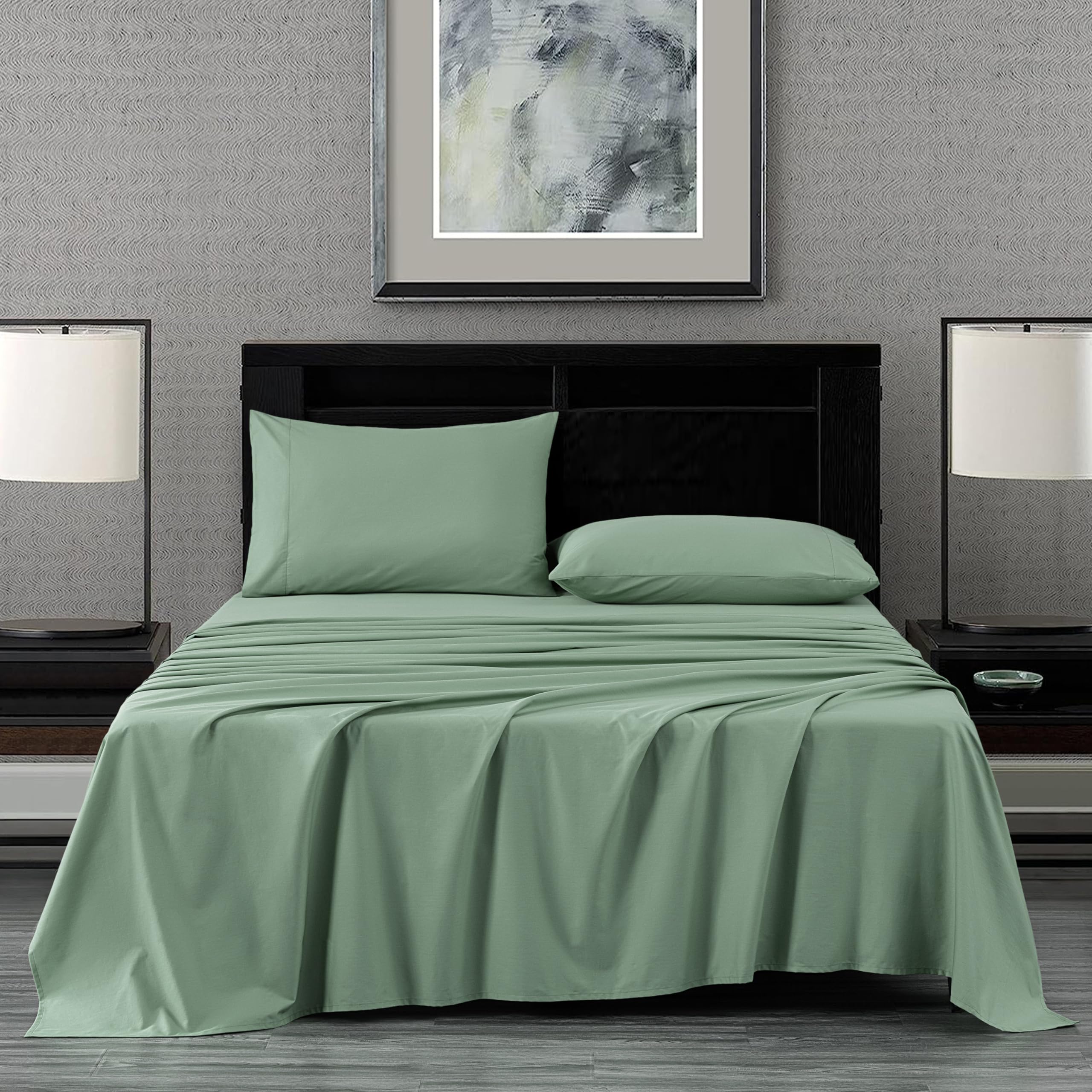 SOLID COLOR King Size Bedsheet with 2 Pillow Cover, 100% Cotton, Ultra Soft (8.5 Feet By 7.5 Feet)
