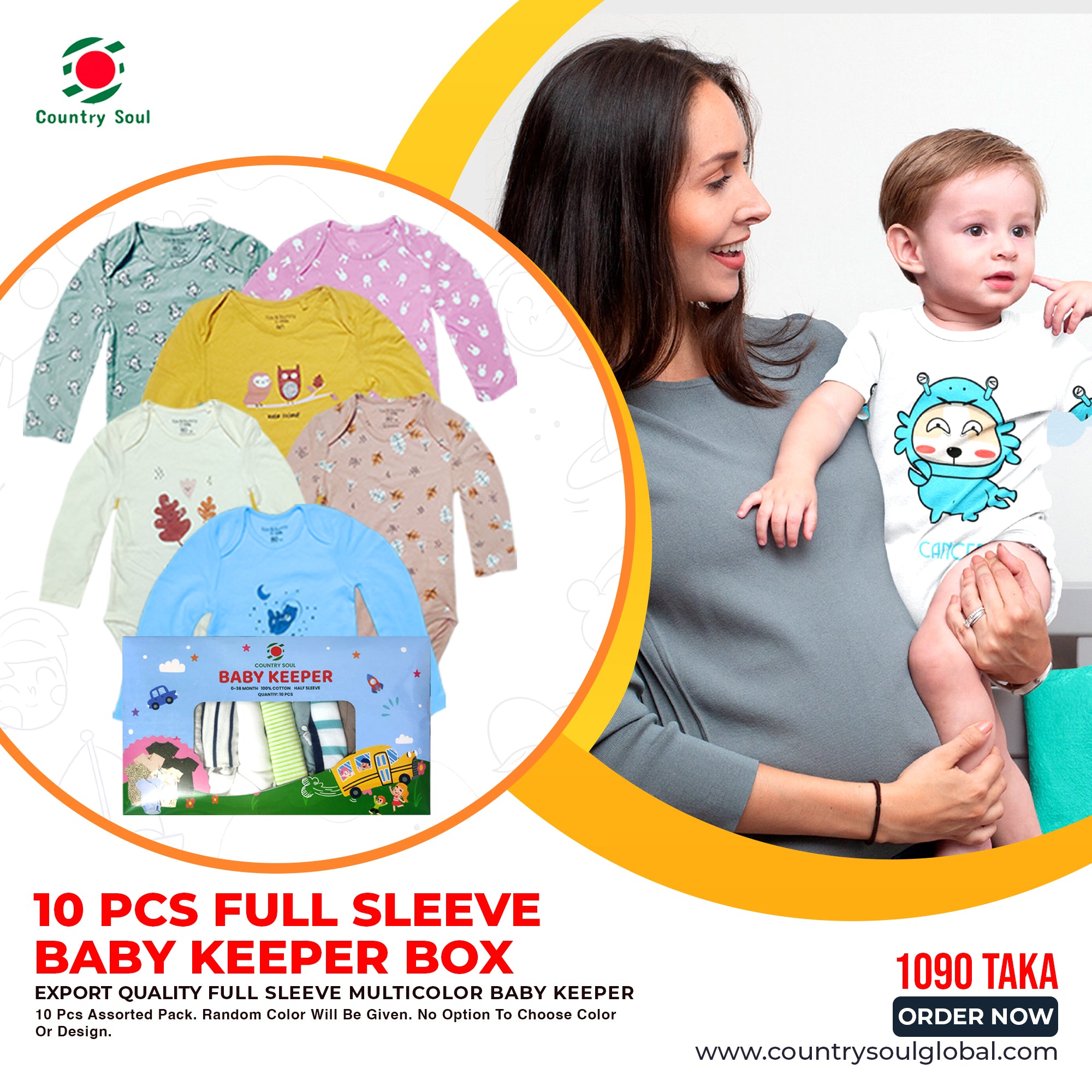 10 Pcs Full Sleeve Baby Keeper/Romper Combo Box for 0 to 36 month