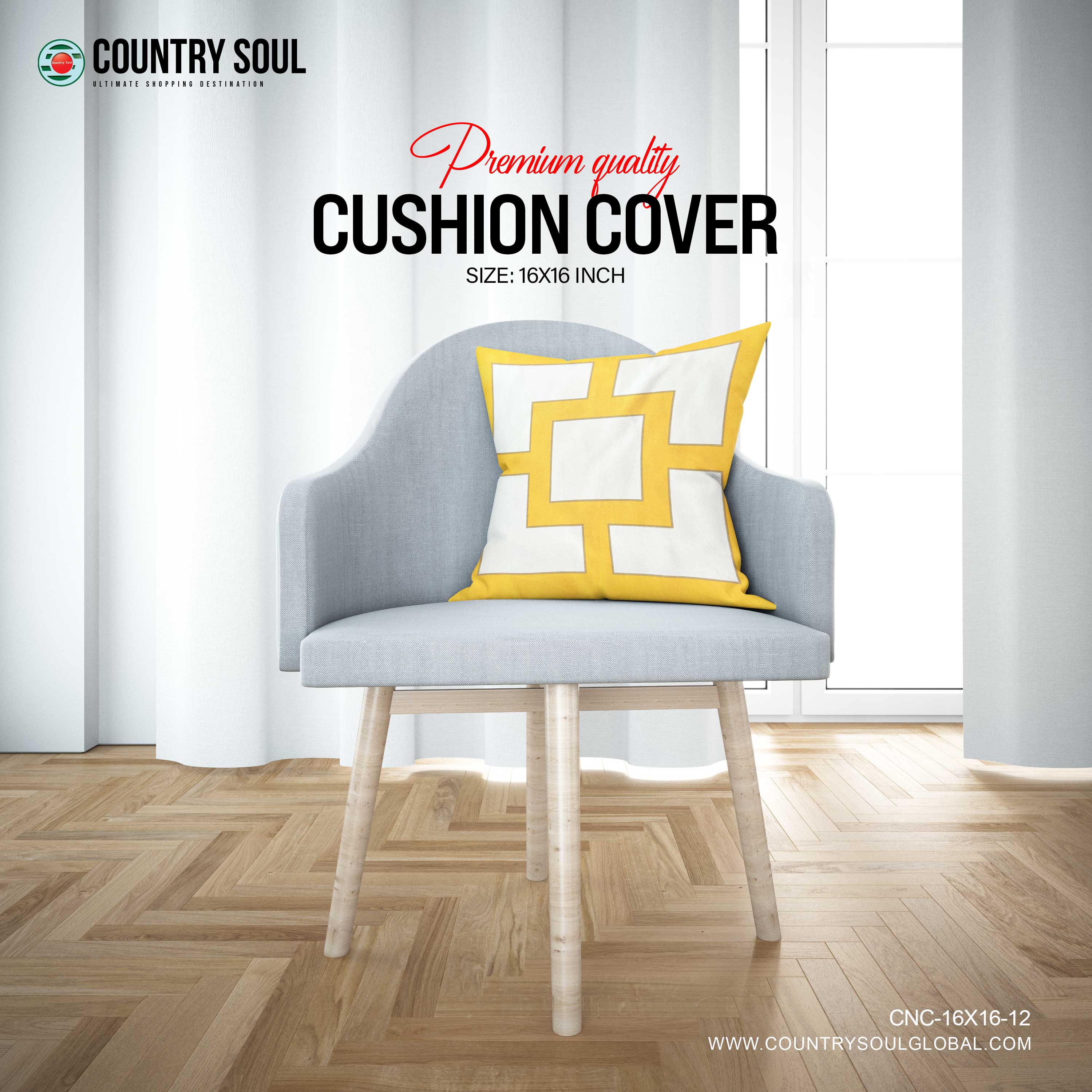 Decorative Cushion Cover 16x16 Inch, Design-12