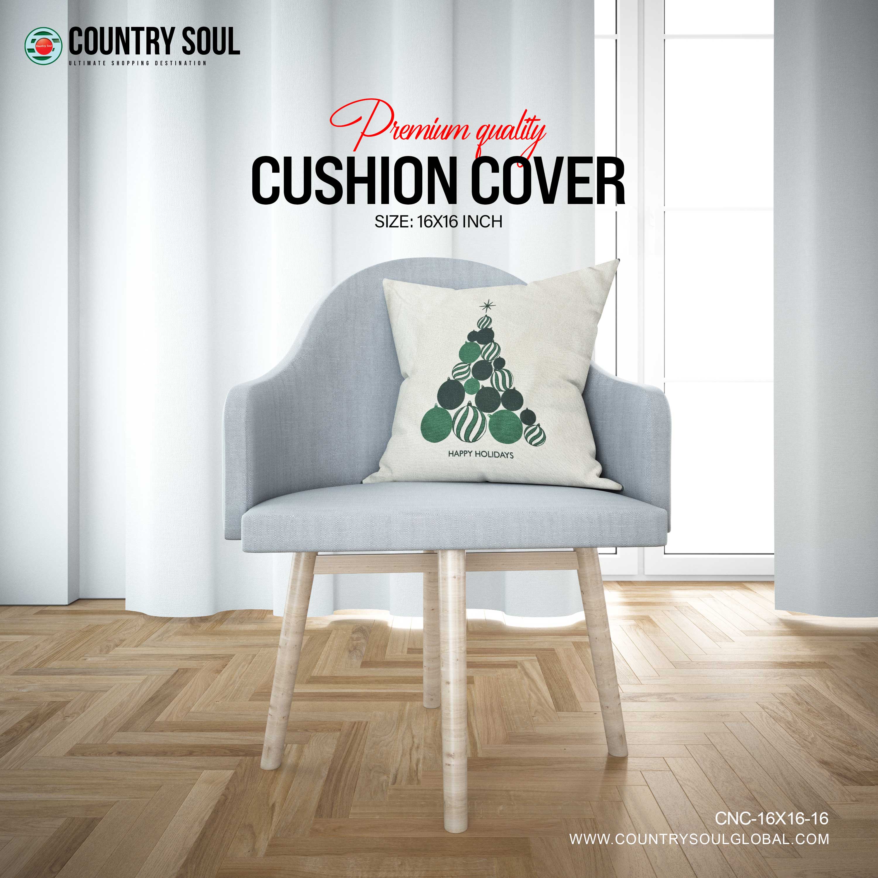 Decorative Cushion Cover 16x16 Inch, Design-16