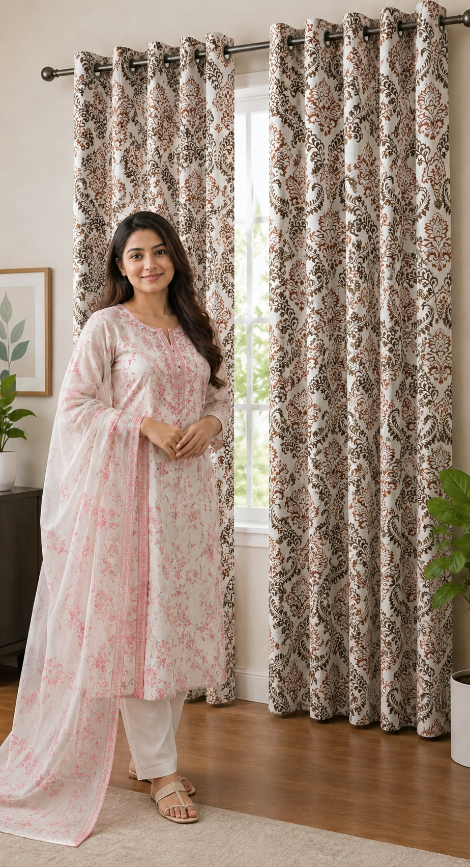 Decorative Waffle Printed Curtain - DC 118