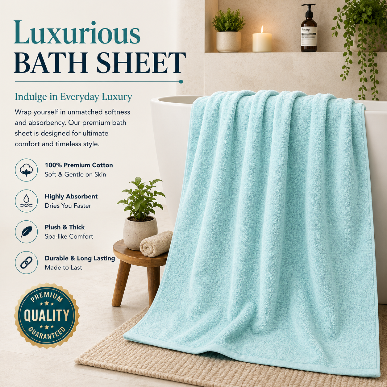 Premium Quality Bath Sheet (40"x60")