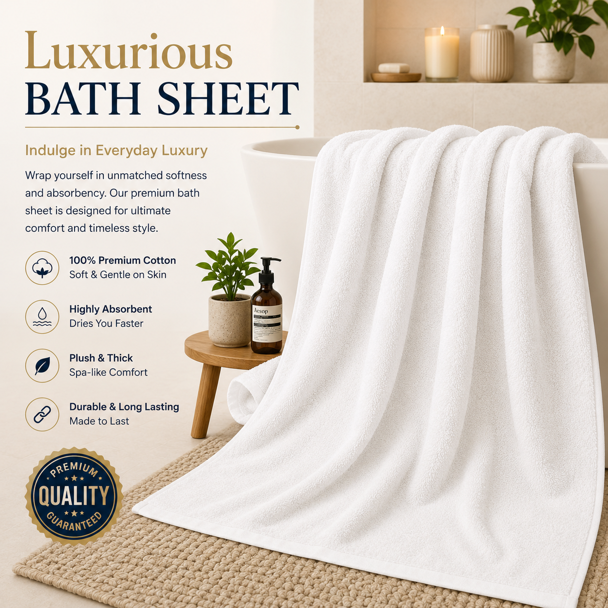 Premium Quality Bath Sheet (40"x60")